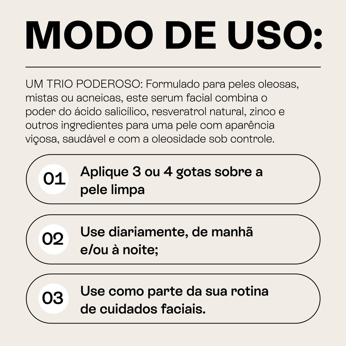 Sérum de ácido salicílico 2% Defense Beauts: modo de uso