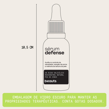 Sérum de ácido salicílico 2% Defense Beauts: dimensões da embalagem
